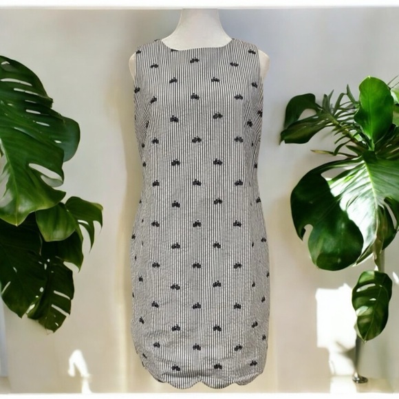 Cynthia Rowley Striped Seersucker Bicycle Bike Embroidered Print Dress Size 6 - Picture 2 of 7